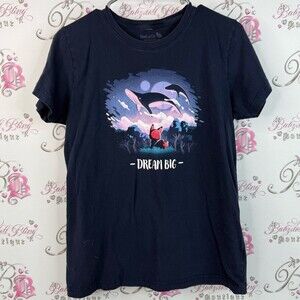 Teeturtle T-shirt animal whale fox  Dream Big  Tee Navy graphic navy blue
